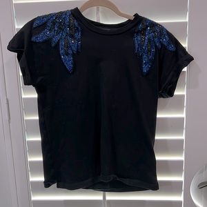 Maje black embroideries t-shirt